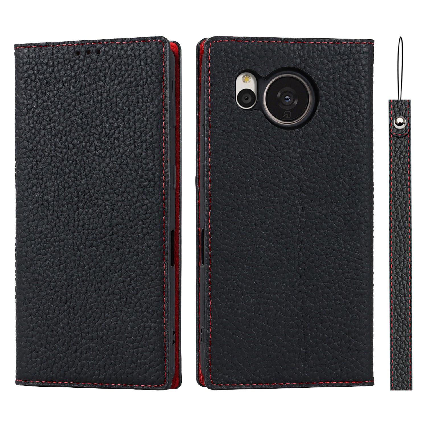 For Sharp Aquos Sense 7 Plus Stand Design Phone Cell Phone Cover Anti-Drop Litchi Texture Genuine Leather Case Flip Wallet with Hand Strap For Sharp Aquos Sense 7 Plus Stand Design Phone Cell Phone Cover Anti-Drop Litchi Texture Genuine Leather Case Flip Wallet with Hand Strap